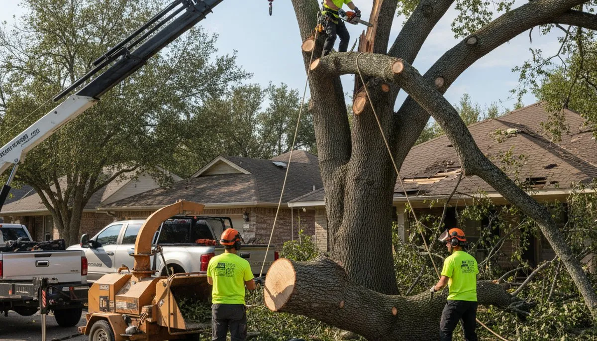 Emergency tree removal crew in Salt Lake City, UT clearing storm-damaged trees