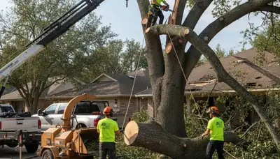 Emergency tree removal crew in Salt Lake City, UT clearing storm-damaged trees