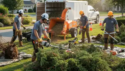Arbor Tree Care crew removing overgrown shrubs in Salt Lake City, UT