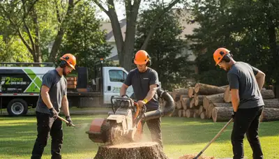 Salt Lake City stump removal crew clearing an old tree stump for Arbor Tree Care