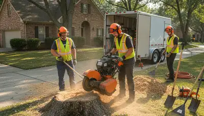 Salt Lake City stump removal crew clearing an old stump for Arbor Tree Care