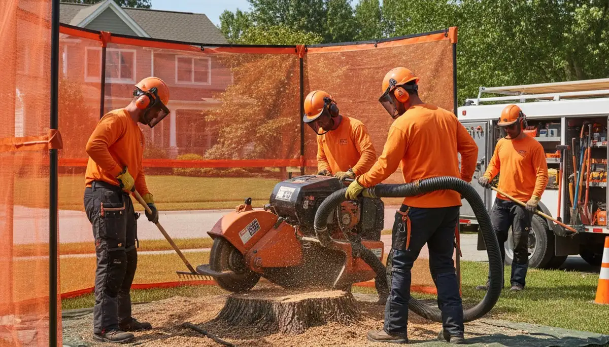 Salt Lake City stump removal crew clearing an old stump for Arbor Tree Care