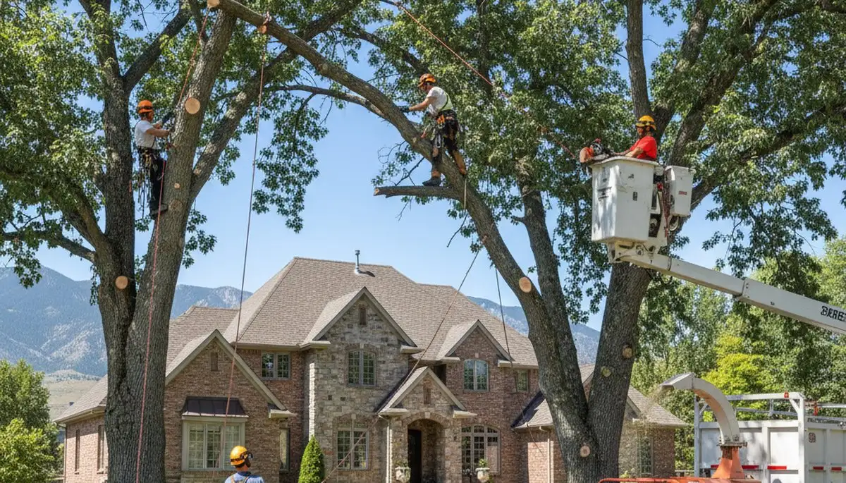 Tree service crew in Salt Lake City, UT removing a tree for safe residential property care