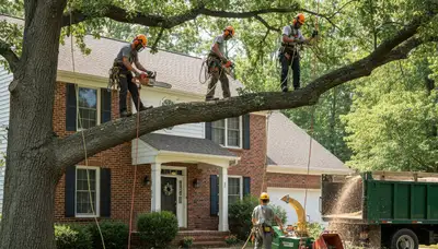 Tree service crew in Salt Lake City, UT performing professional tree removal and trimming for a property