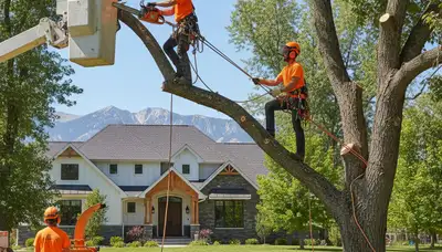 Tree service crew in Salt Lake City, UT removing a tree for safe, professional arbor care