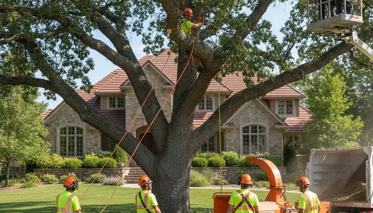 Tree service crew trimming a tree in Salt Lake City, UT for safe, professional removal and maintenance