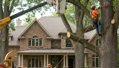 Tree service crew in Salt Lake City, UT removing a tree for safe, professional property care