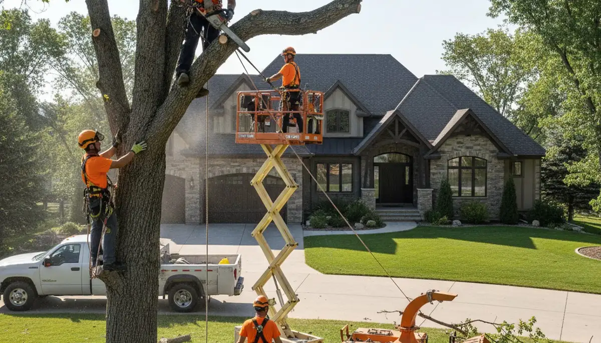 Tree service crew removing a tree in Salt Lake City, UT for safe, professional arbor care