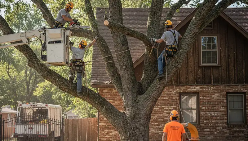 Salt Lake City, UT tree service crew removing a tree for safe residential property care