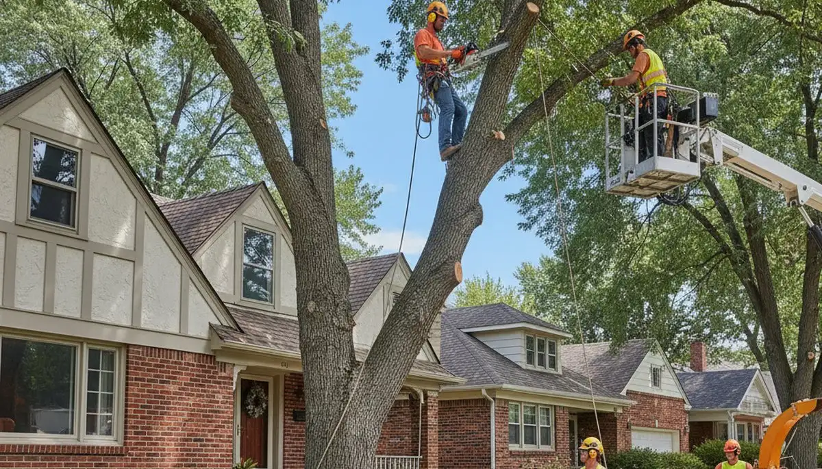 Tree service crew removing a tree in Salt Lake City, UT for safe property protection