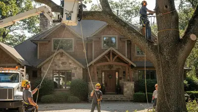 Salt Lake City, UT tree service crew removing a tree for safe property cleanup