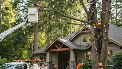 Salt Lake City UT tree service crew removing a tree for safe property protection