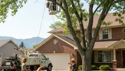 Tree service crew removing a tree in Salt Lake City, UT