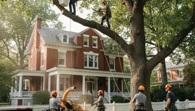 Tree service crew removing a tree in Salt Lake City, UT for safe residential property care