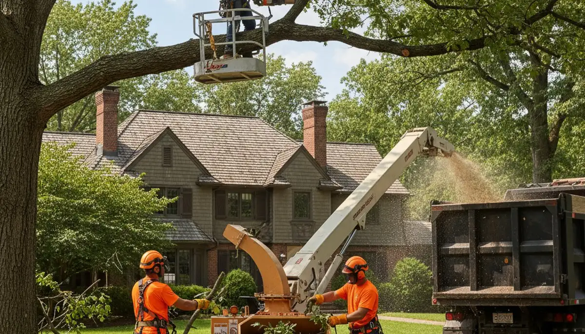 Tree service crew removing a tree in Salt Lake City, UT for safe, professional arbor care